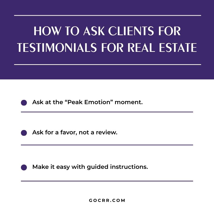 how to ask clients for testimonials for real estate